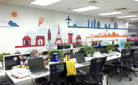 合山教你设计办公室墙绘的方法。