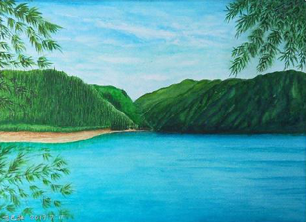 合山在墙绘中，如何绘画绿水青山？