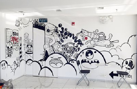 合山手绘墙并非传统涂鸦。